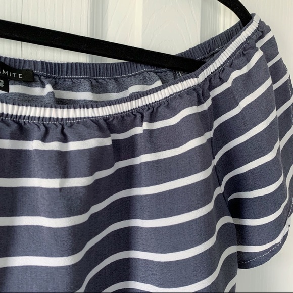 Dynamite off-the-shoulder grey and white stripped top - Picture 3 of 5